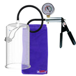 LeLuv Ultima Silver Black Penis Pump | Rubber Grip, Silicone Hose + Gauge | 9" x 5.00" Cylinder 