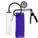 LeLuv Ultima Silver Black Penis Pump | Rubber Grip, Silicone Hose + Protected Gauge | 9" x 1.9" Thick-Walled Cylinder