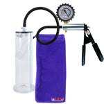 LeLuv Ultima Silver Black Penis Pump | Rubber Grip, Silicone Hose + Protected Gauge | 9" x 2.50" Cylinder Wide Flange 