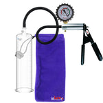 LeLuv Ultima Silver Black Penis Pump | Rubber Grip, Silicone Hose + Protected Gauge | 9" x 2.50" Cylinder
