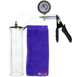 Ultima Silver Black Penis Pump | Silicone Grip, Clear Hose + Protected Gauge | 12" x 2.7" Thick-Walled Cylinder
