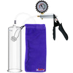 Ultima Silver Black Penis Pump | Silicone Grip, Clear Hose + Protected Gauge | 12" x 3.00"