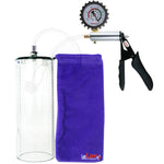 Ultima Silver Black Penis Pump | Silicone Grip, Clear Hose + Protected Gauge | 12" x 3.1" Thick-Walled Cylinder