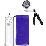Ultima Silver Black Penis Pump | Silicone Grip, Clear Hose + Protected Gauge | 12" x 3.25"