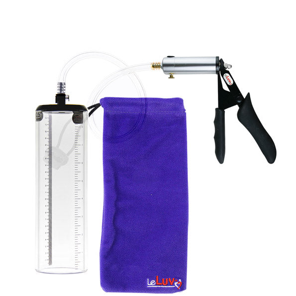 LeLuv Penis Pump - Ultima Silver Handle, Black Silicone Grips, Clear Hose - Thick-Walled Cylinders