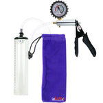 Ultima Silver Black Penis Pump | Silicone Grip, Clear Hose + Protected Gauge | 9" x 1.9" Thick-Walled Cylinder