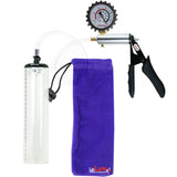 Ultima Silver Black Penis Pump | Silicone Grip, Clear Hose + Protected Gauge | 9" x 1.9" Thick-Walled Cylinder