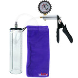 Ultima Silver Black Penis Pump | Silicone Grip, Clear Hose + Protected Gauge | 9" x 2.3" Thick-Walled Cylinder