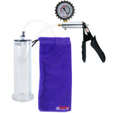 Ultima Silver Black Penis Pump | Silicone Grip, Clear Hose + Protected Gauge | 9" x 2.50" Wide Flange Cylinder