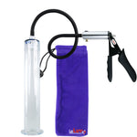 LeLuv Ultima Silver Black Penis Pump | Silicone Grip, Silicone Hose | 12" x 1.75" Wide Flange Cylinder