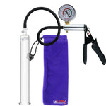 LeLuv Ultima Silver Black Penis Pump | Silicone Grip, Silicone Hose + Gauge | 12" x 1.35" Cylinder
