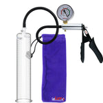 LeLuv Ultima Silver Black Penis Pump | Silicone Grip, Silicone Hose + Gauge | 12" x 2.125" Cylinder