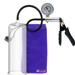 LeLuv Ultima Silver Black Penis Pump | Silicone Grip, Silicone Hose + Gauge | 12" x 3.70" Cylinder