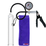 LeLuv Ultima Silver Black Penis Pump | Silicone Grip, Silicone Hose + Protected Gauge | 12" x 1.75"
