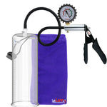 LeLuv Ultima Silver Black Penis Pump | Silicone Grip, Silicone Hose + Protected Gauge | 9" x 3.70"