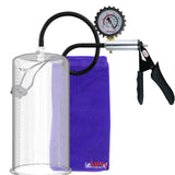 LeLuv Ultima Silver Black Penis Pump | Silicone Grip, Silicone Hose + Protected Guage | 12" x  5.00" Cylinder 