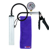 LeLuv Ultima Silver Black Penis Pump | Silicone Grip, Silicone Hose + Gauge | 9" x 1.3" Thick-Walled Cylinder
