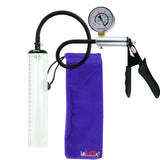 LeLuv Ultima Silver Black Penis Pump | Silicone Grip, Silicone Hose + Gauge | 9" x 1.5" Thick-Walled Cylinder