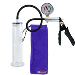 LeLuv Ultima Silver Black Penis Pump | Silicone Grip, Silicone Hose + Gauge | 9" x 2.00" Wide Flange Cylinder