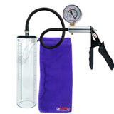 LeLuv Ultima Silver Black Penis Pump | Silicone Grip, Silicone Hose + Gauge | 9" x 2.3" Thick-Walled Cylinder