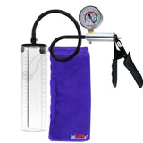 LeLuv Ultima Silver Black Penis Pump | Silicone Grip, Silicone Hose + Gauge | 9" x 2.5" Thick-Walled Cylinder