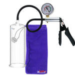 LeLuv Ultima Silver Black Penis Pump | Silicone Grip, Silicone Hose + Gauge | 9" x 3.25" Cylinder