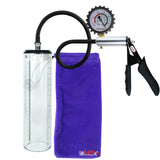 LeLuv Ultima Silver Black Penis Pump | Silicone Grip, Silicone Hose + Protected Gauge | 9" x 2.3" Thick-Walled Cylinder