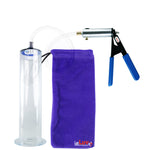 Ultima Silver Blue Penis Pump | Rubber Grip, Clear Hose | 12" Length - 2.50" Diameter WIDE FLANGE Cylinder