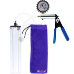 LeLuv Ultima Penis Pump - Silver Handle with Blue Rubber Grips, Clear Hose - Thick Walled Cylinders