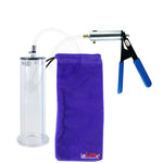Ultima Silver Blue Penis Pump | Rubber Grip, Clear Hose | 9" Length x 2.50" Diameter WIDE FLANGE Cylinder