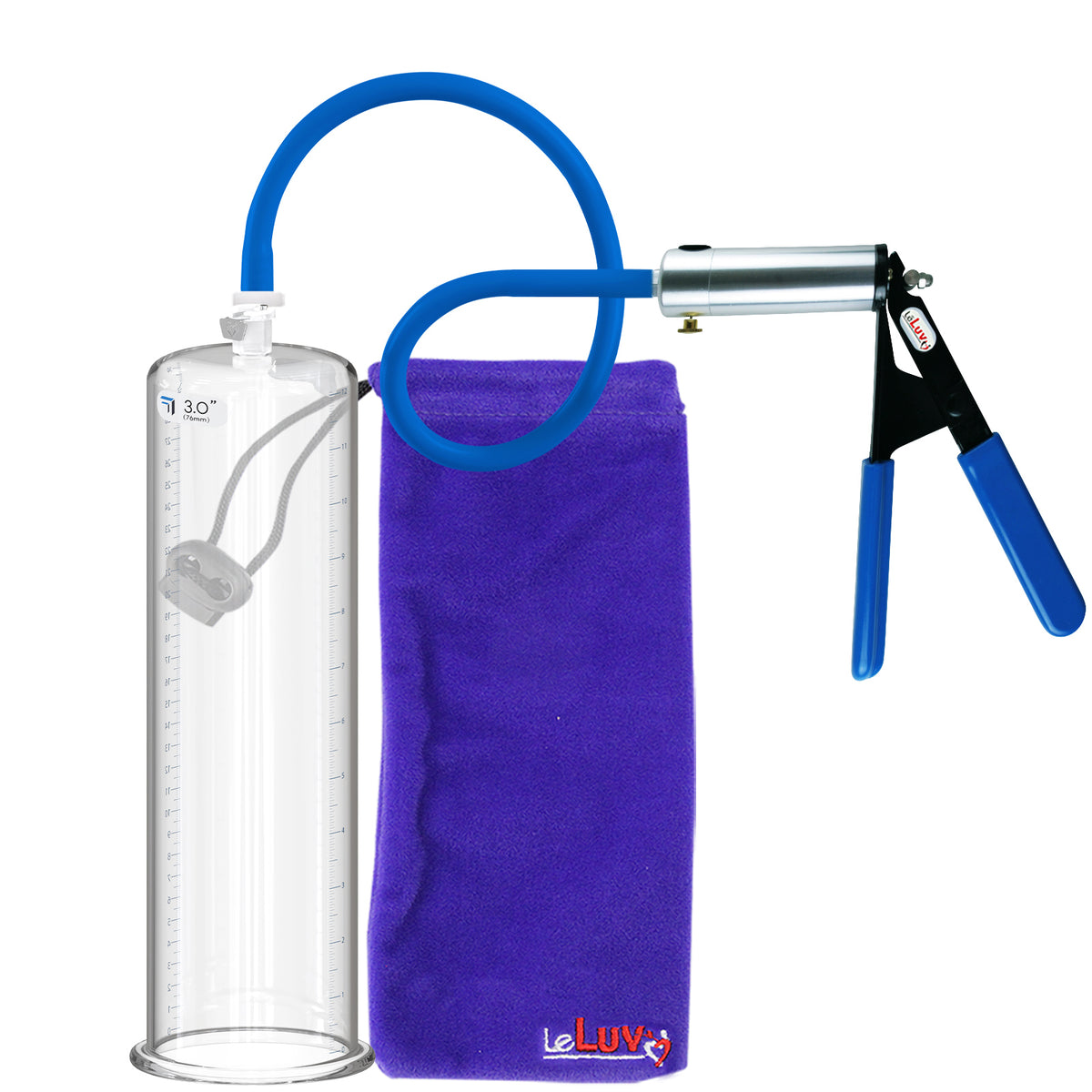 Ultima Blue Silicone Grip & Hose | Penis Pump + 12" x 3.00" Cylinder