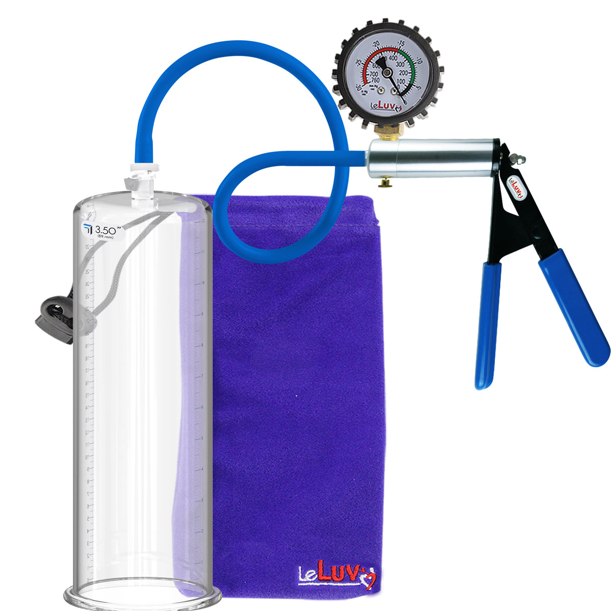 Ultima Blue Silicone Grip & Hose | Penis Pump + Protected Gauge | 9" x 3.50"