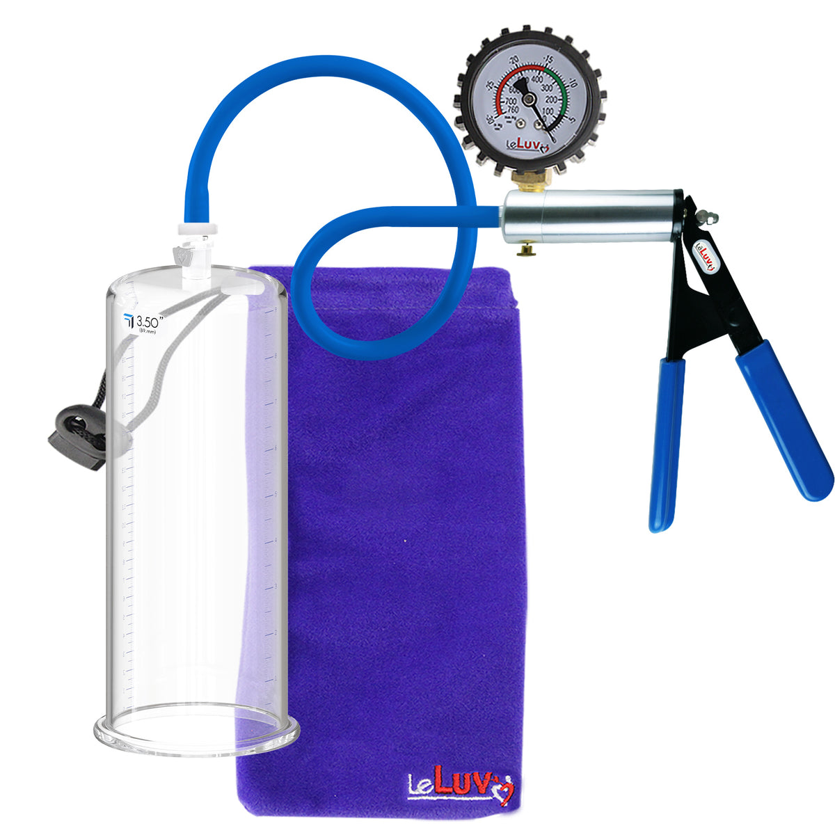Ultima Blue Silicone Grip & Hose | Penis Pump + Protected Gauge | 9" x 3.50"