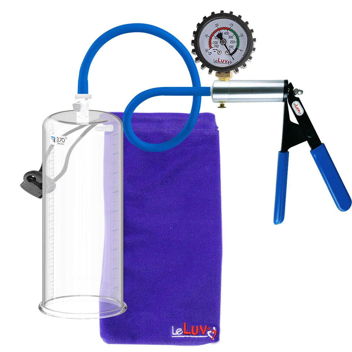 Ultima Blue Silicone Grip & Hose | Penis Pump + Protected Gauge | 9" x 3.70"