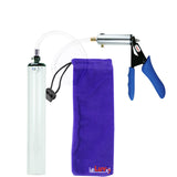 Ultima Silver Blue Penis Pump | Silicone Grip, Clear Hose - 12" x 1.3" Thick-Walled Cylinder