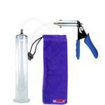 Ultima Silver Blue Penis Pump | Silicone Grip, Clear Hose + 12" x 2.125" Wide Flange Cylinder