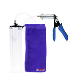 LeLuv® Ultima Penis Pump - Silver Handle with Blue Silicone Grips, Clear Hose - Thick-Walled Cylinder