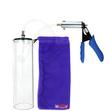 Ultima Silver Blue Penis Pump | Silicone Grip, Clear Hose - 12" x 2.12" Thick-Walled Cylinder