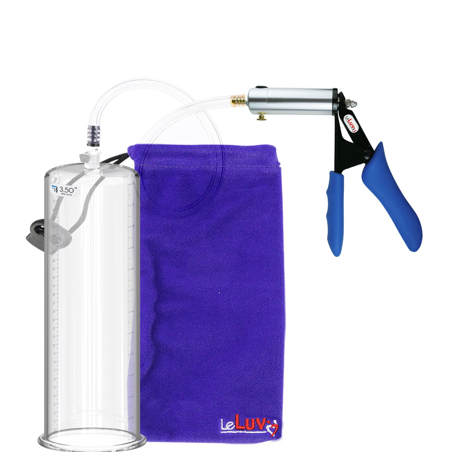 Ultima Silver Blue Penis Pump | Silicone Grip, Clear Hose + 12" x 3.50" Cylinder