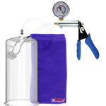 Ultima Silver Blue Penis Pump | Silicone Grip, Clear Hose + Gauge | 12" x 5.00" Cylinder