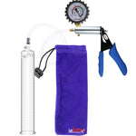 Ultima Silver Blue Penis Pump | Silicone Grip, Clear Hose + Protected Gauge | 12" x 1.65" Cylinder
