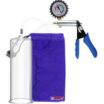 Ultima Silver Blue Penis Pump | Silicone Grip, Clear Hose + Protected Gauge | 9" x 3.50"