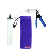 Ultima Silver Blue Penis Pump | Silicone Grip, Clear Hose - 9" x 1.5" Thick-Walled Cylinder
