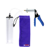 Ultima Silver Blue Penis Pump | Silicone Grip, Clear Hose - 9" x 2.1" Thick-Walled Cylinder