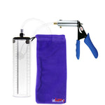 Ultima Silver Blue Penis Pump | Silicone Grip, Clear Hose - 9" x 2.5" Thick-Walled Cylinder
