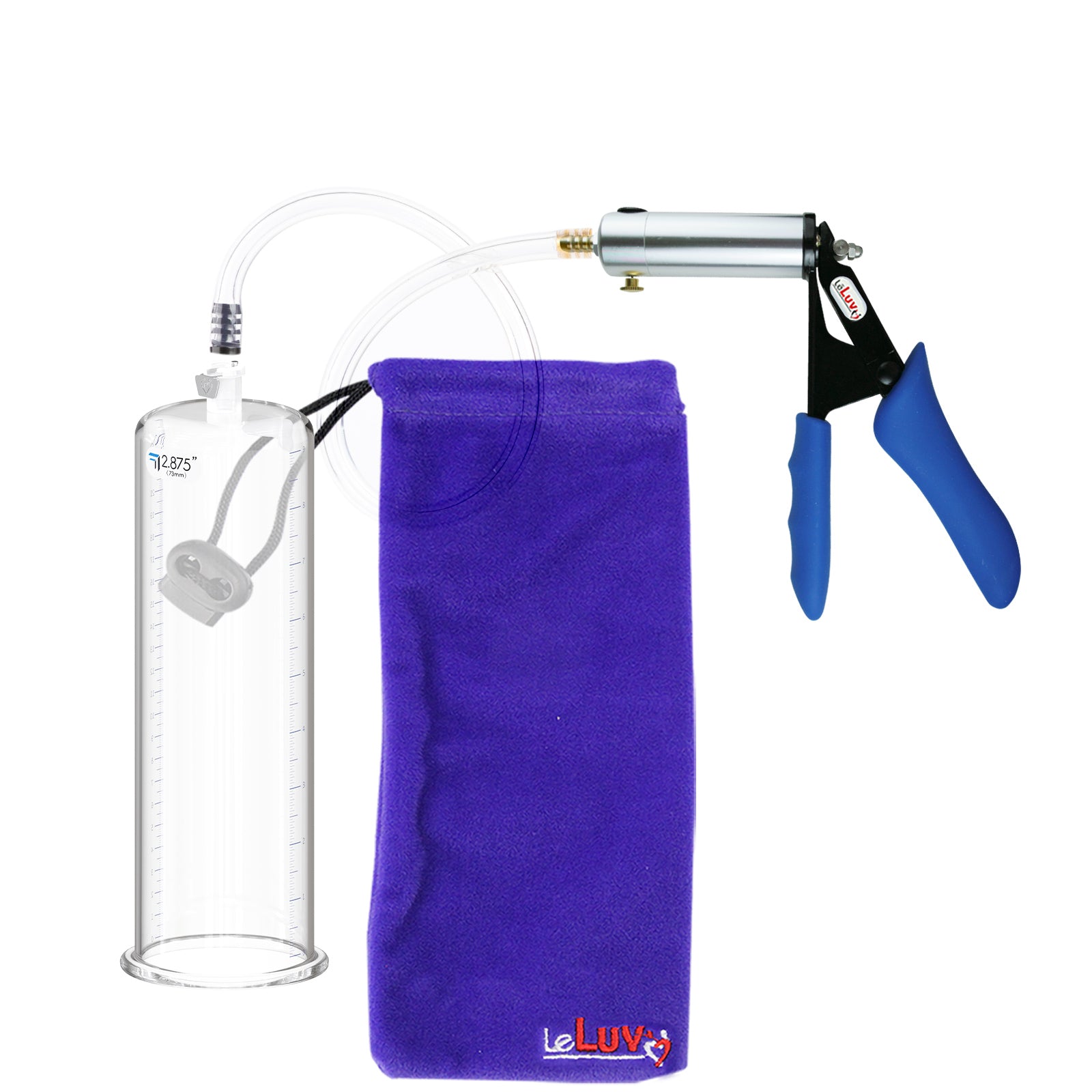 Ultima Silver Blue Penis Pump | Silicone Grip, Clear Hose + 9" x 2.875" Cylinder