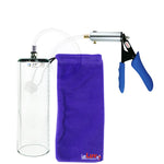 Ultima Silver Blue Penis Pump | Silicone Grip, Clear Hose - 9" x 2.9" Thick-Walled Cylinder
