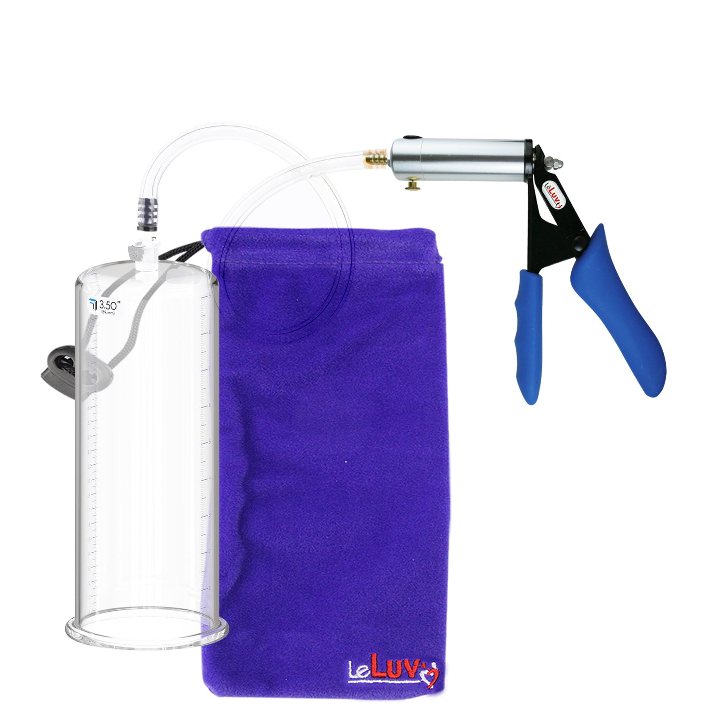 Ultima Silver Blue Penis Pump | Silicone Grip, Clear Hose + 9" x 3.50" Cylinder