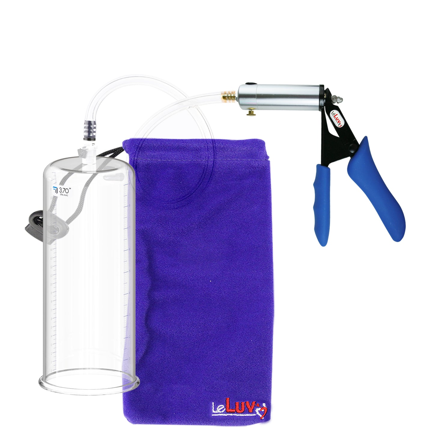 Ultima Silver Blue Penis Pump | Silicone Grip, Clear Hose + 9" x 3.70" Cylinder