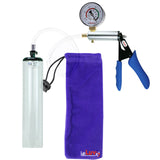 Ultima Silver Blue Penis Pump | Silicone Grip, Clear Hose + Gauge | 9" x 1.7" Thick-Walled Cylinder